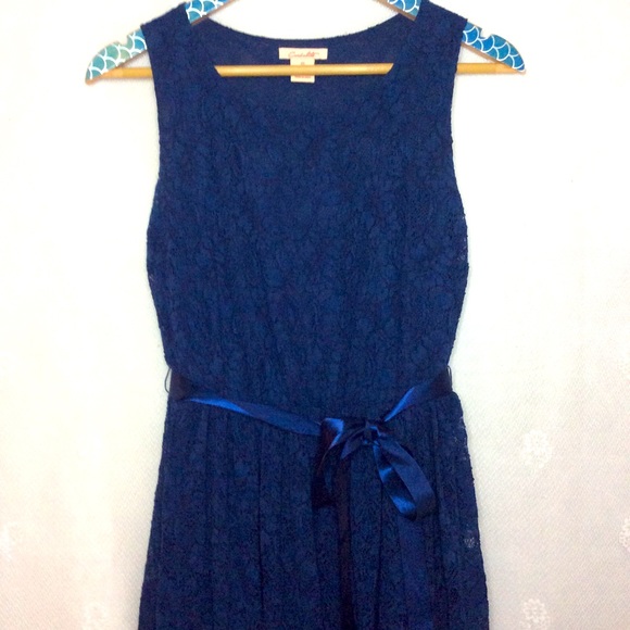 Candalite Dresses & Skirts - Candalite Navy Lace Overlay Sleeveless Dress XS